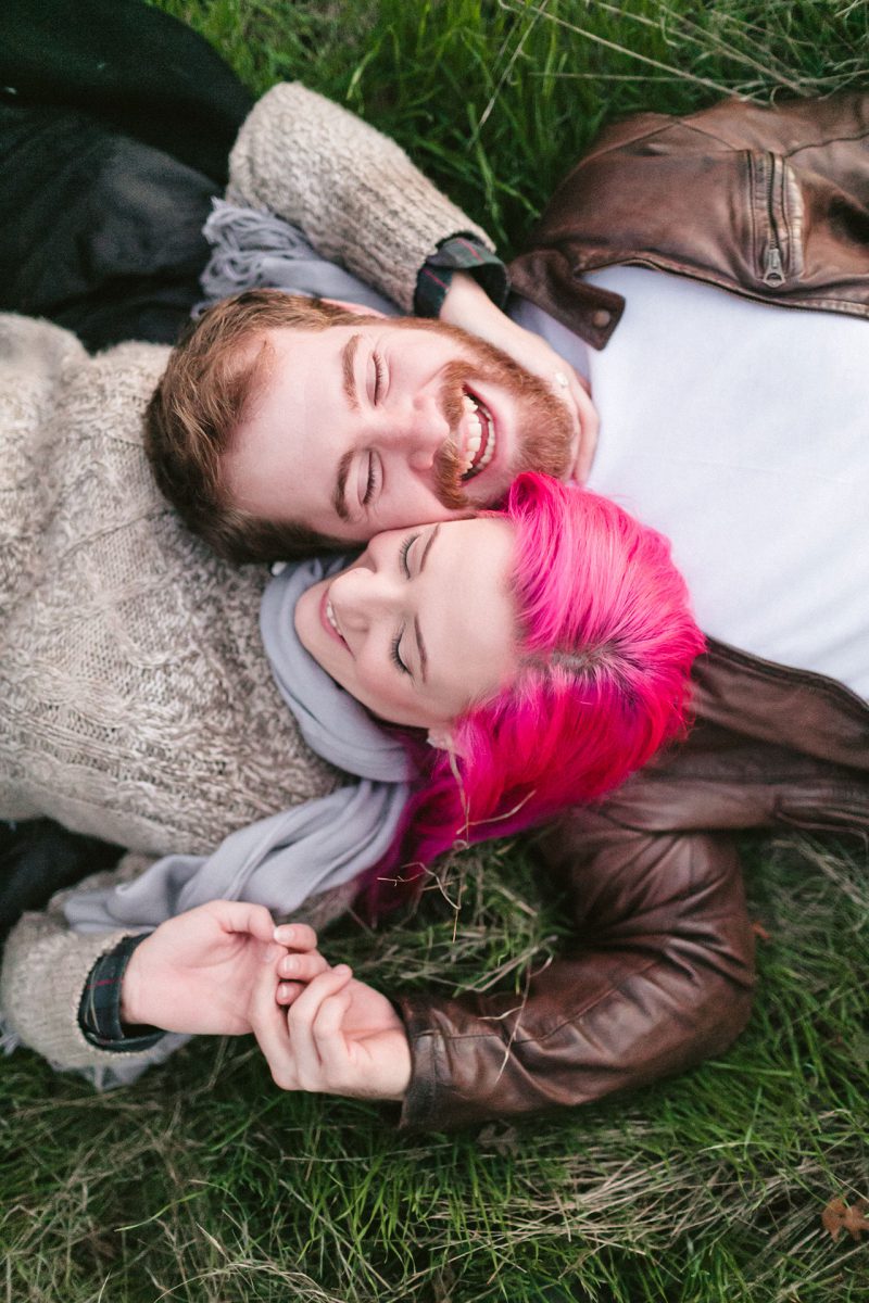 a rock n roll pink haired bride engagement session in Los Angeles by Matthew Leland Photography